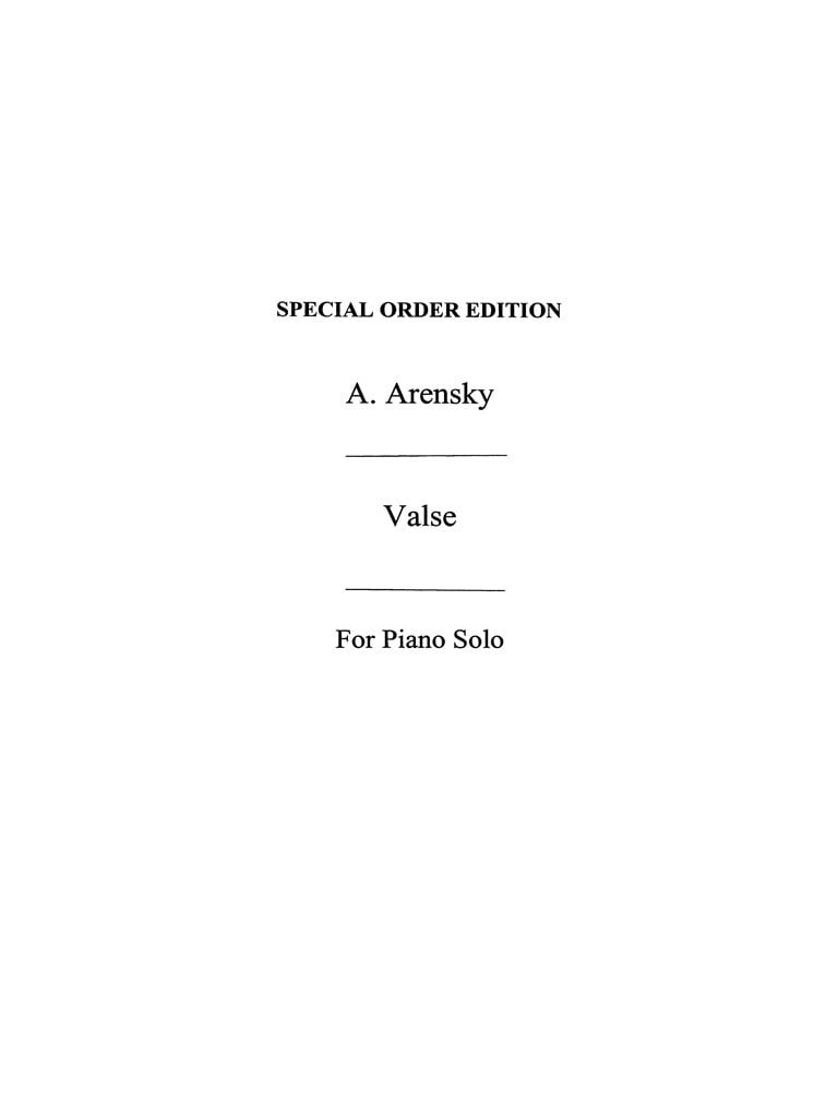 Valse From Suite Op.15 (Piano Solo)